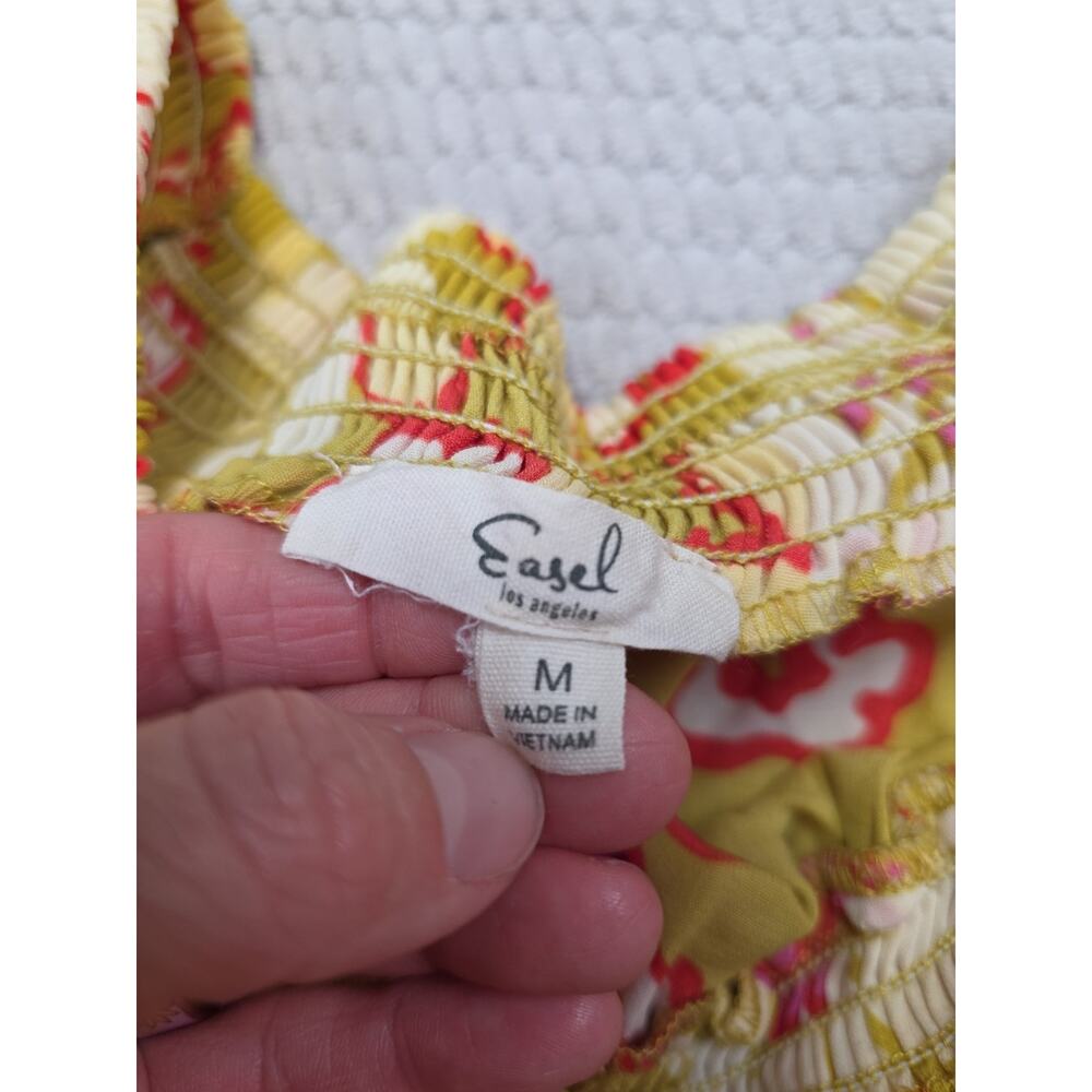 Easel Dress Womens Medium Tiered Floral Print Midi Length Boho Cottagecore - Picture 6 of 9